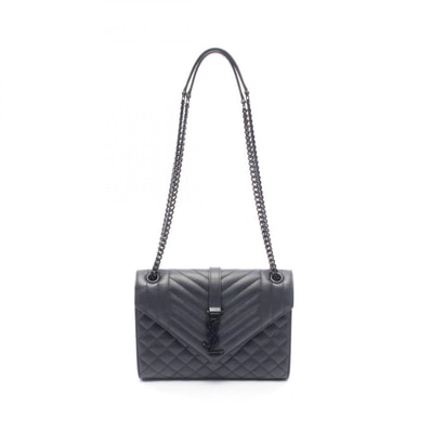 サンローランパリ SAINT LAURENT PARIS エンヴェロップ ミディアム ショルダーバッグ バッグ レザー レディース ブラック系 【中古】