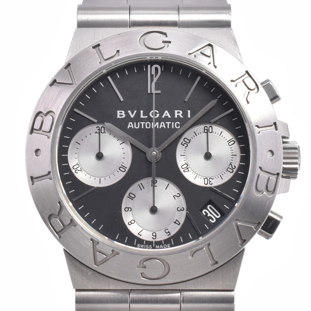 ブルガリ BVLGARI CH35S ディアゴノ スポーツ クロノグラフ デイト ブラック 自動巻き メンズ 良品 腕時計 M#150663