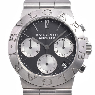 ブルガリ BVLGARI CH35S ディアゴノ スポーツ クロノグラフ デイト ブラック 自動巻き メンズ 良品 腕時計 M#150663