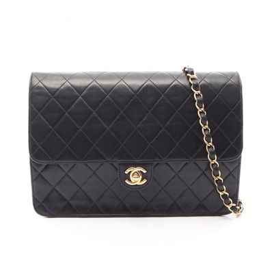 シャネル CHANEL マトラッセ シングルフラップ ショルダーバッグ バッグ ラムスキン(羊革) レディース ブラック系 【中古】