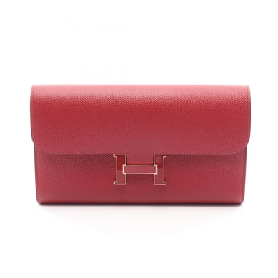 エルメス HERMES コンスタンスロング 二つ折り長財布 財布 レザー カーフ(牛革) ヴォーエプソン ヴォーエプソン ルージュグレナ A刻印(2017年製造) レディース レッド系 【中古】