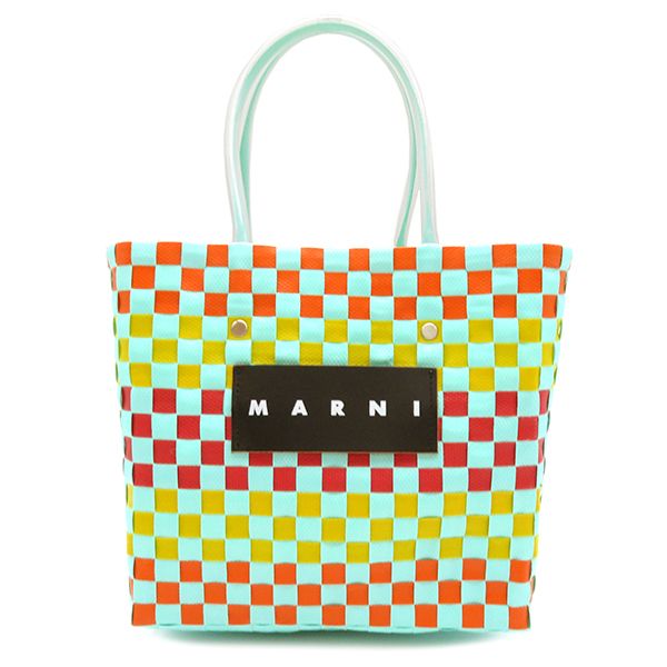 マルニ  トートバッグ  フラワーカフェ ピクニックバッグ   グリーン