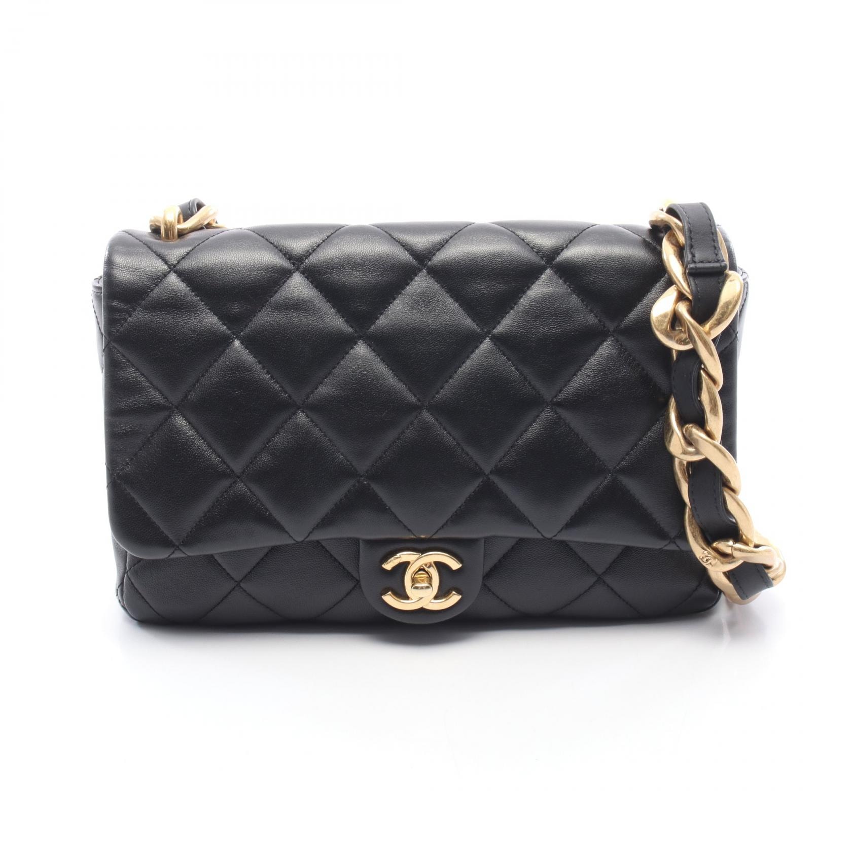シャネル CHANEL ラージ フラップバッグ マトラッセ ショルダーバッグ バッグ レザー レディース ブラック系 AS3215 【中古】