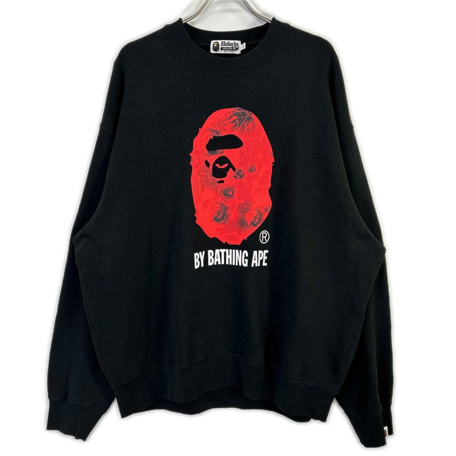 アベイシングエイプ 001SWK801303M ブラック ローズ スウェットシャツ XL