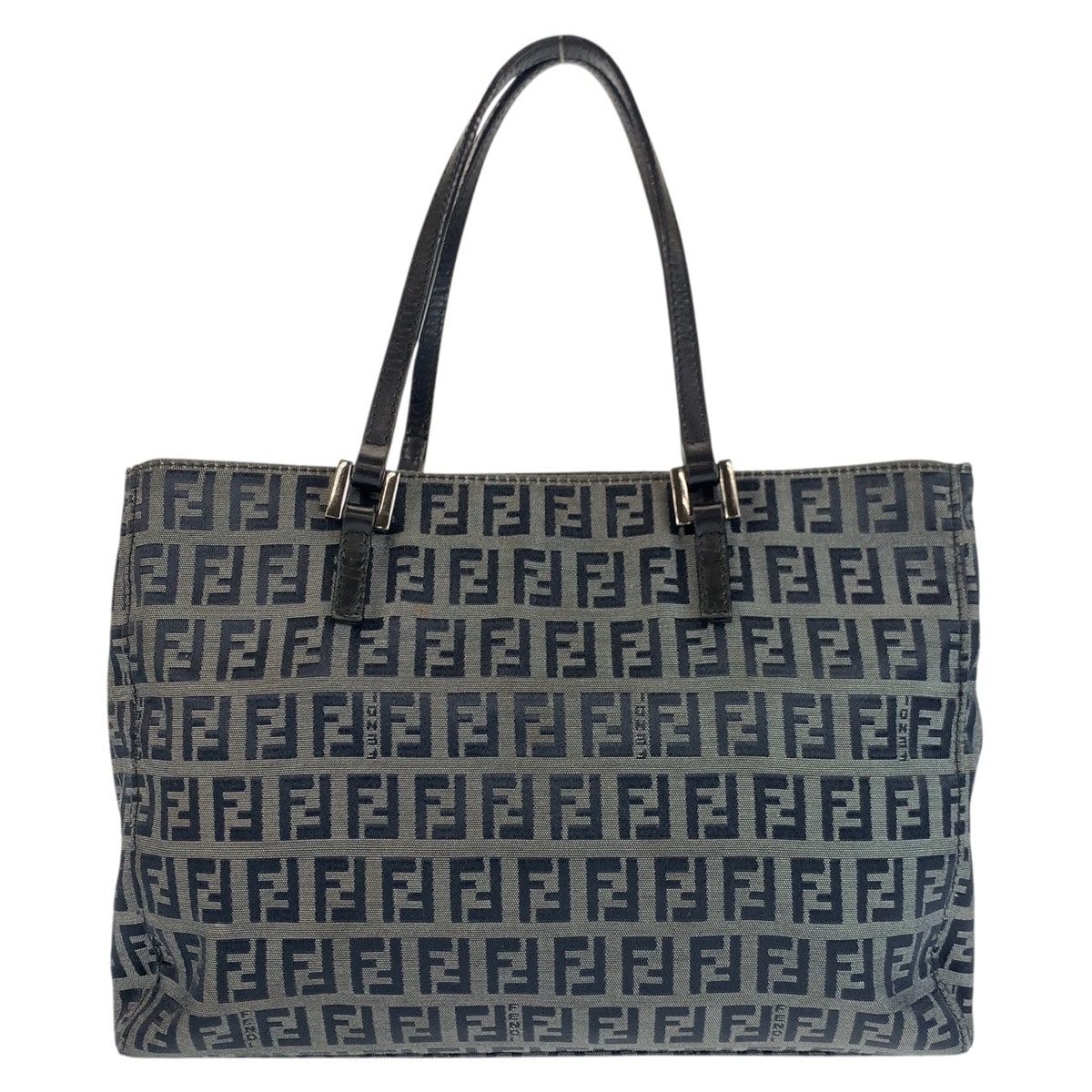 美品 FENDI フェンディ ズッキーノ ブラック 黒 グレー キャンバス レザー/ トートバッグ ショルダーバッグ 602328 【中古】