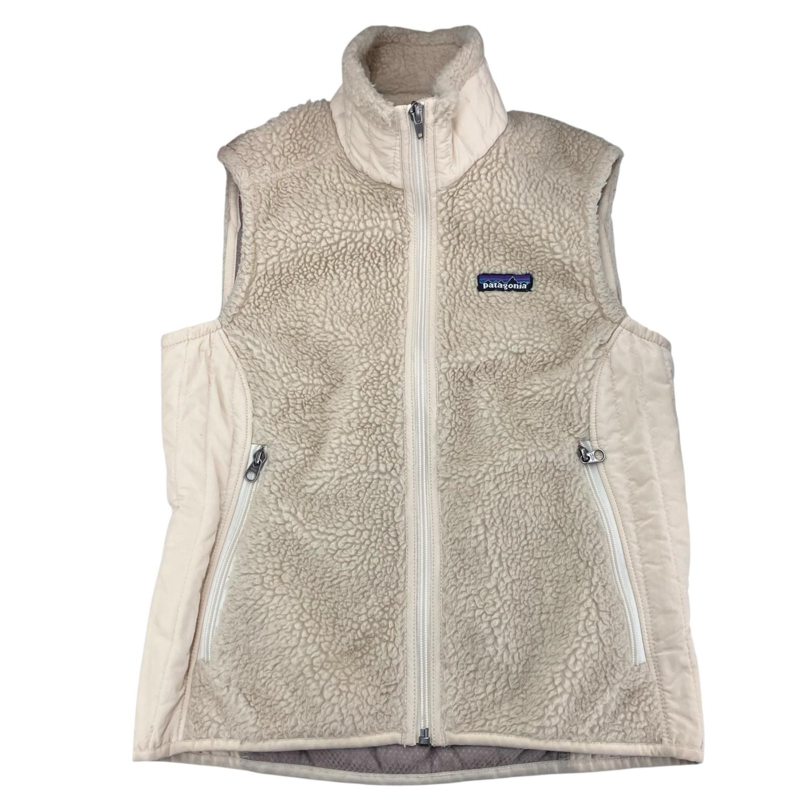 186005 現状品 patagonia パタゴニア ボア ベスト S アイボリー ポリエステル レディース