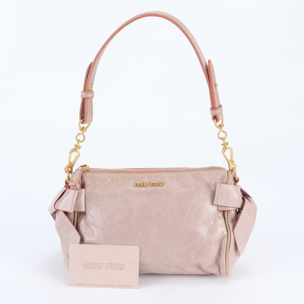 ■美品 ミュウミュウ サイド リボン 5N1557 ショルダーバッグ