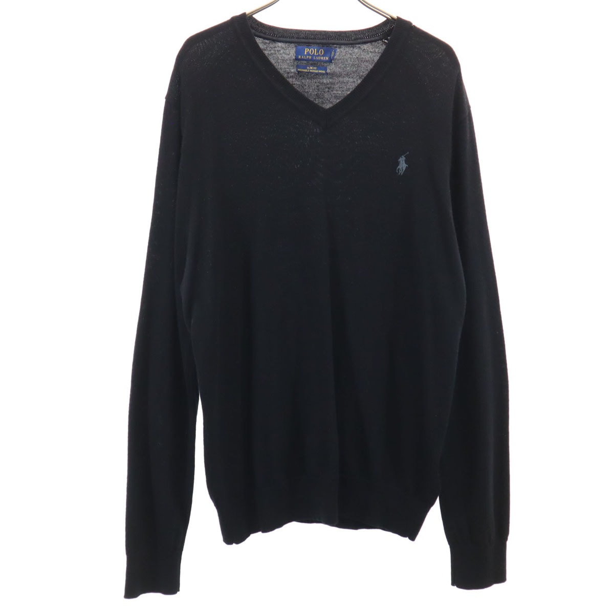 POLO RALPH LAUREN ポロラルフローレン ウール 長袖 Vネック セーター LG ブラック系 ニット