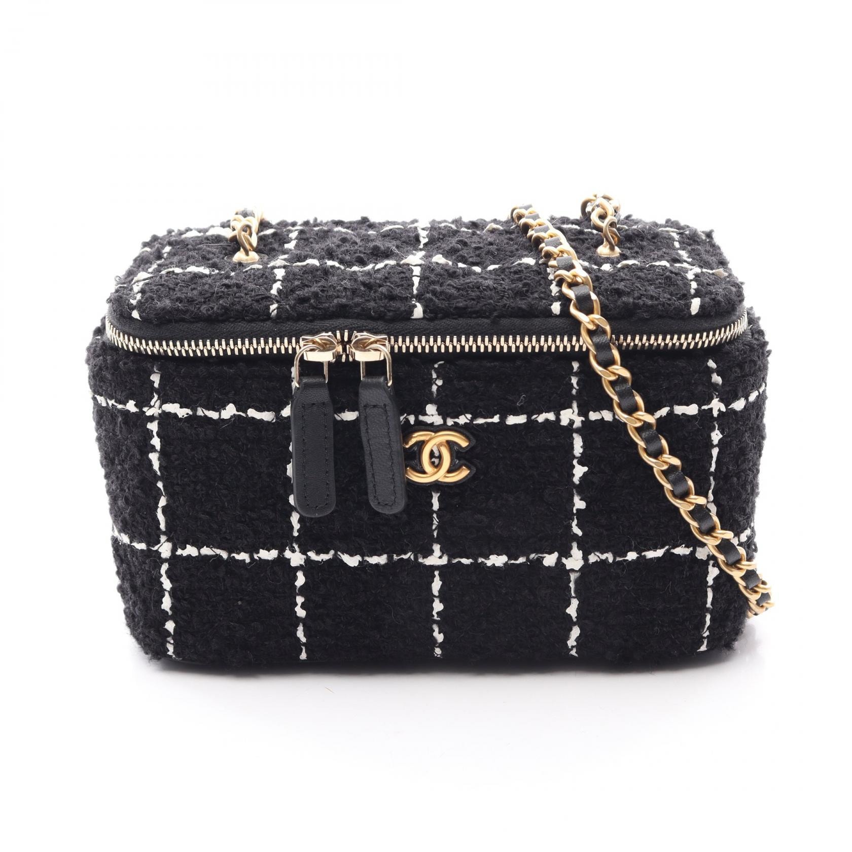 シャネル CHANEL ココマーク バニティ ショルダーバッグ バッグ ファブリック レザー レディース ブラック系 / ホワイト系 【中古】