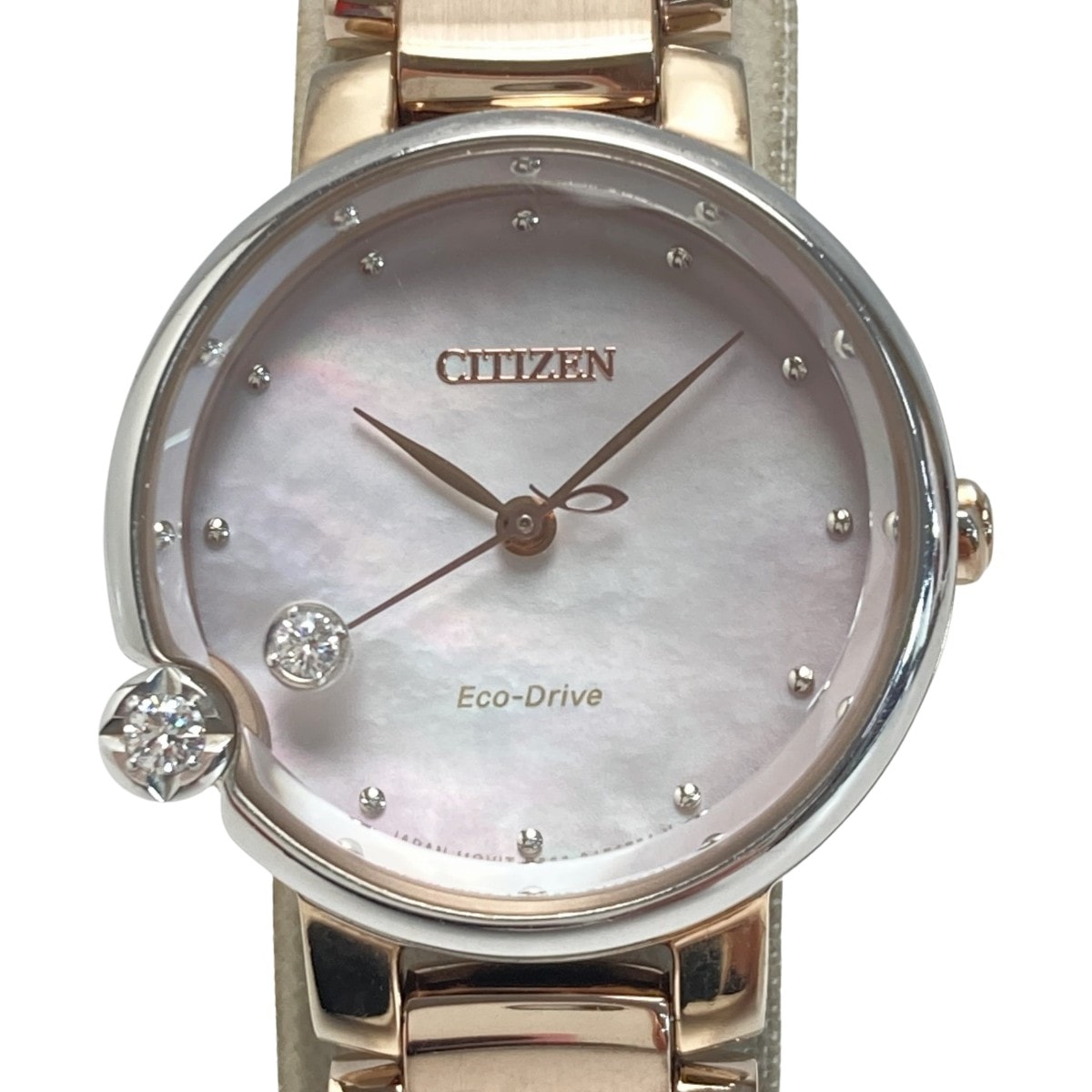 ☆☆CITIZEN シチズン エル エコドライブ 2Pダイヤ EW5588-81Y シェル ソーラー レディース 腕時計 箱有 L