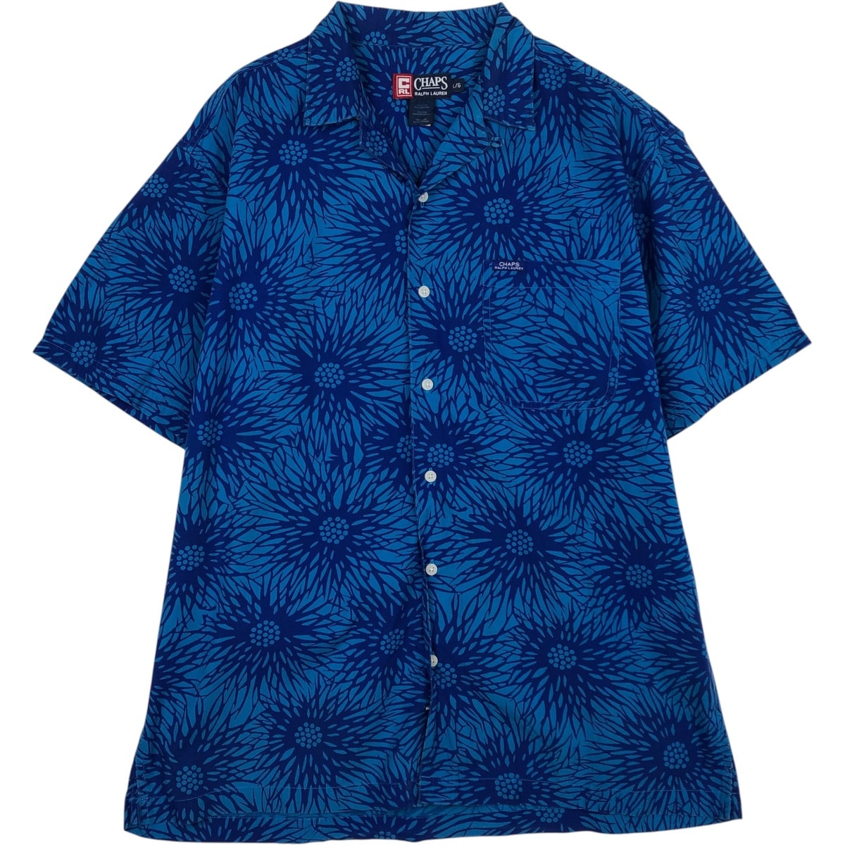 古着 ラルフローレン Ralph Lauren CHAPS チャップス 総柄 花柄 オープンカラー ハワイアンアロハシャツ ボックスシャツ メンズL相当/eaa635938
