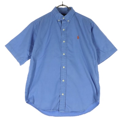 RALPH LAUREN ラルフローレン ワンポイントロゴ 半袖 ボタンダウンシャツ M ブルー