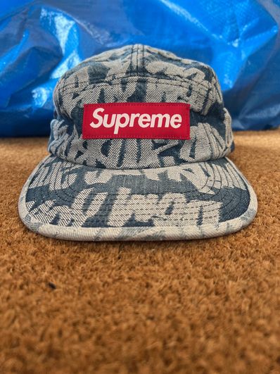 Supreme Fat Tip Jacquard Denim Camp Cap "Blue"