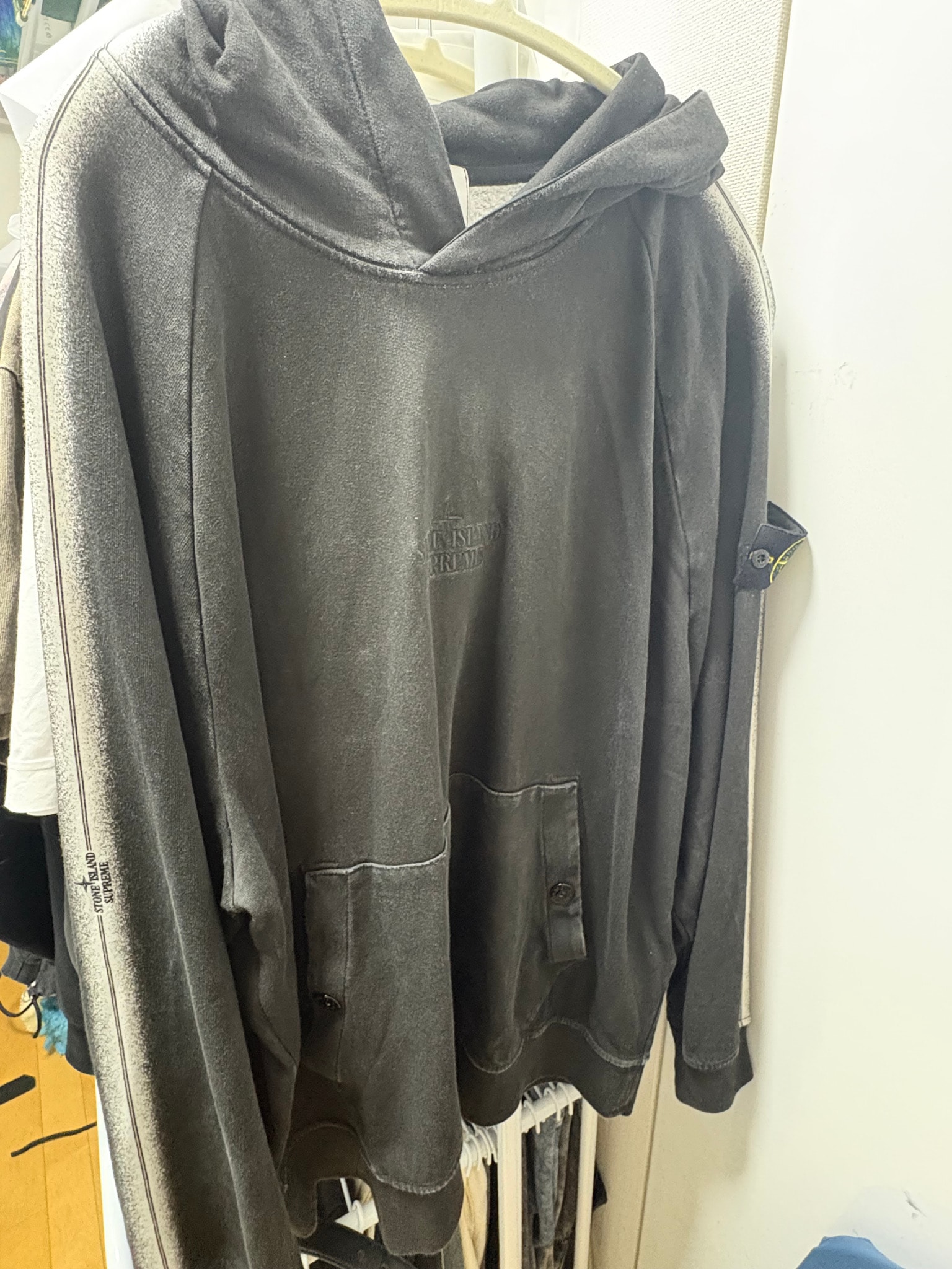 Supreme x Stone Island Stripe Hooded Sweatshirt "Black"