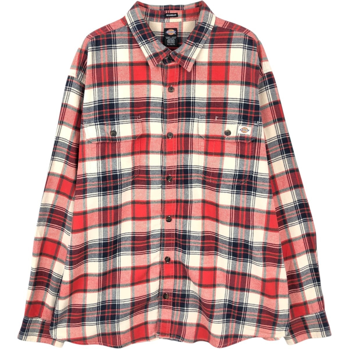 古着 ディッキーズ Dickies Relaxed Fit 長袖 フランネルチェックシャツ メンズXL相当/eaa672831