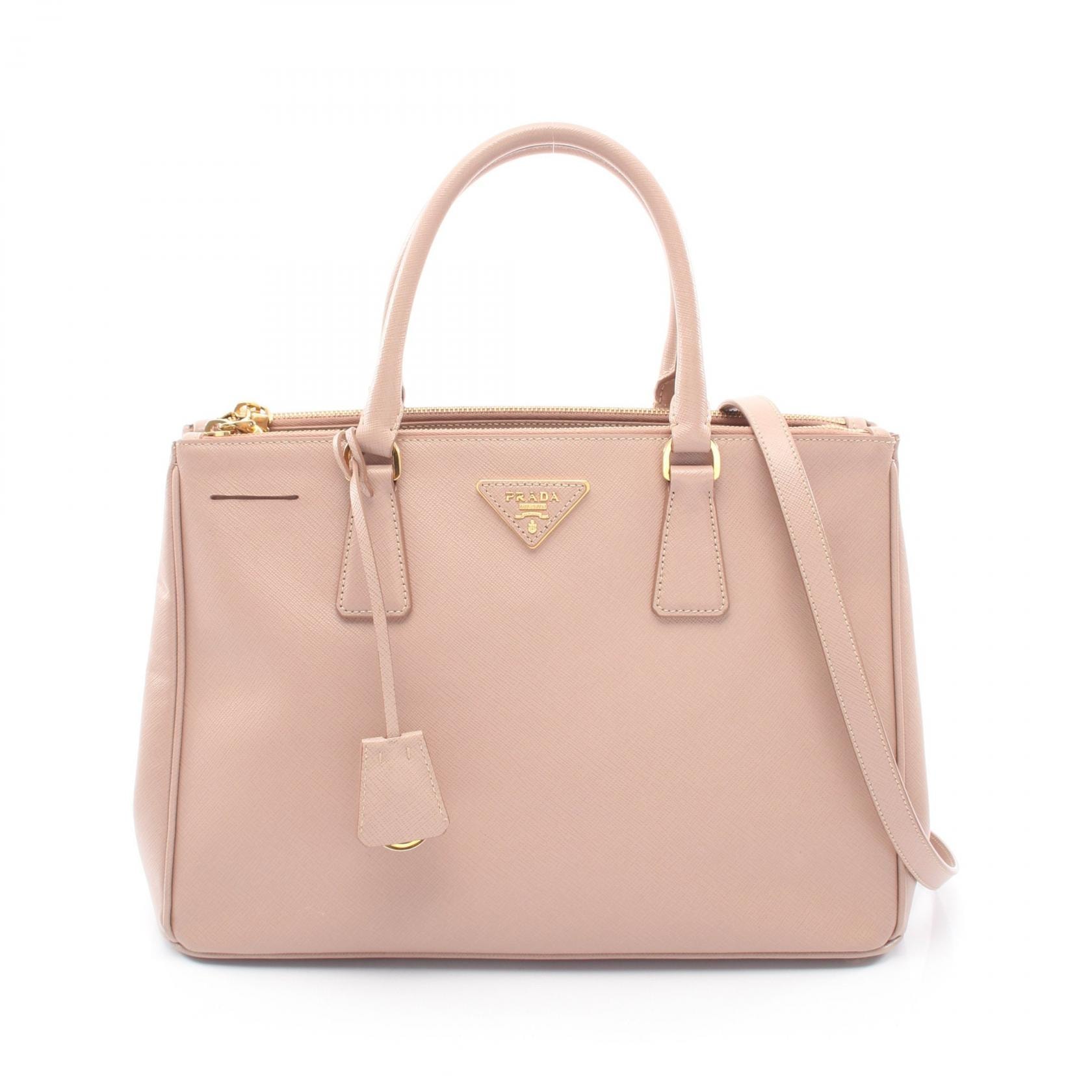 プラダ PRADA SAFFIANO LUX ガレリア 2WAY トートバッグ バッグ サフィアーノレザー レディース ピンク系 【中古】