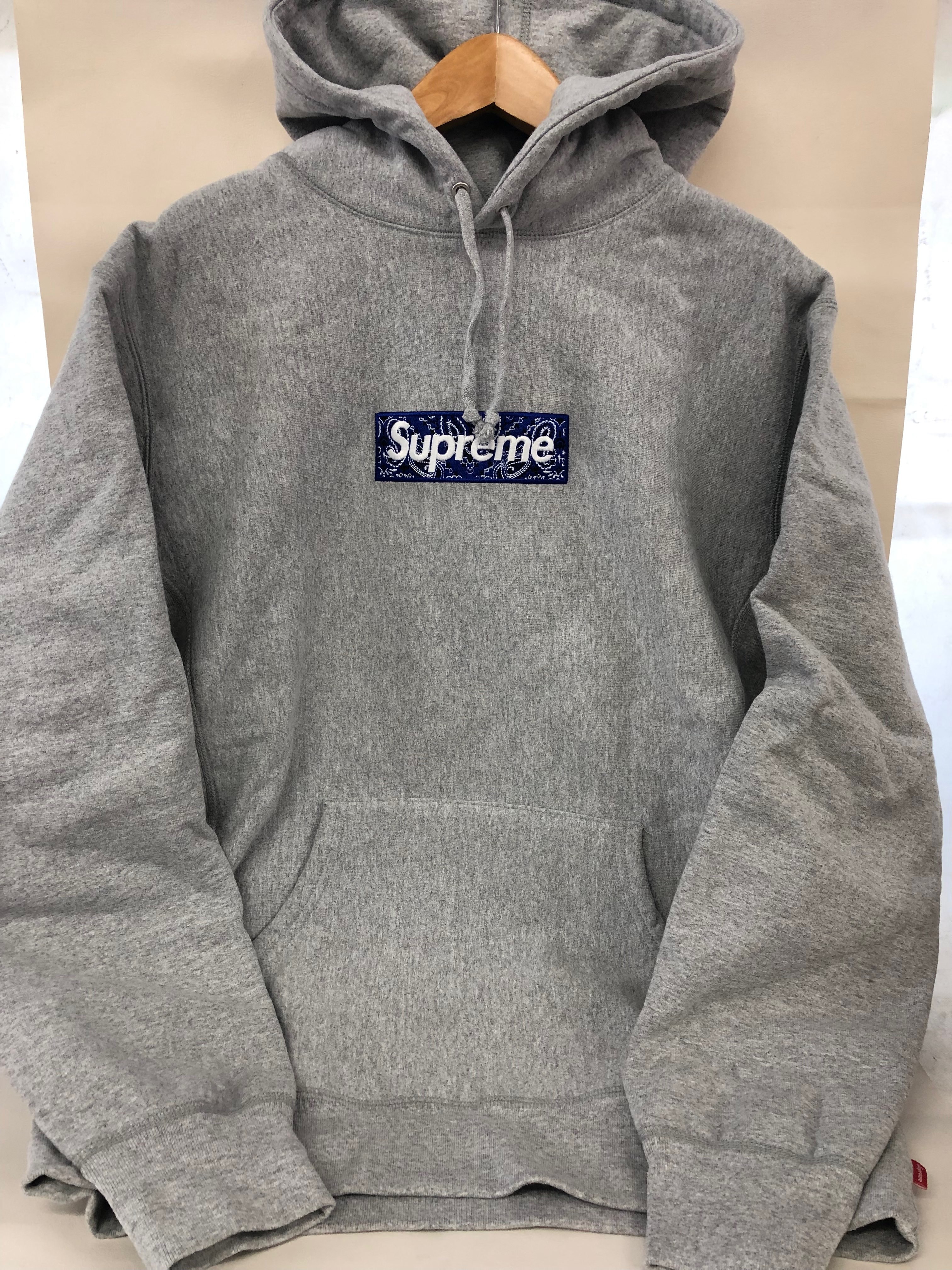 Supreme Bandana Box Logo Hooded Sweatshirt "Grey"
