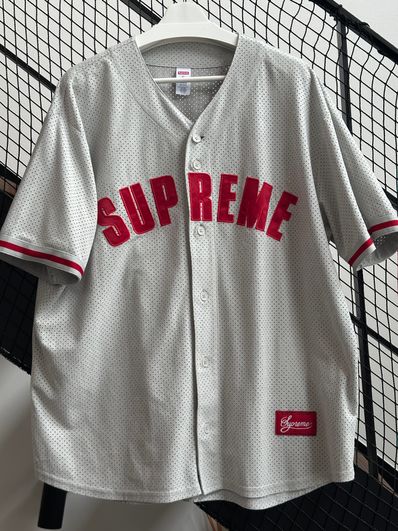Supreme Ultrasuede Mesh Baseball Jersey "Grey"