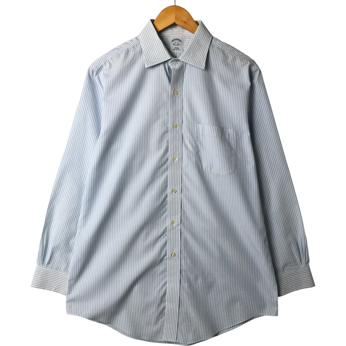 古着 ブルックスブラザーズ Brooks Brothers Est.1818 ワイドカラー 長袖 コットンストライプシャツ メンズL相当/eaa544985