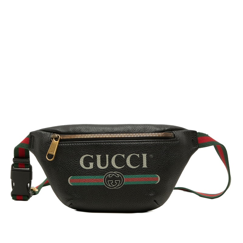 グッチ シェリーライン ボディバッグ ウエストバッグ 527792 ブラック レザー レディース GUCCI 中古