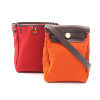 エルメス HERMES エールバッグTPM ショルダーバッグ バッグ キャンバス レザー ヴァッシュハンター トワルオフィシエ オレンジ □H刻印(2004年製造) レディース オレンジ系 / ブラウン系 041446CP 【中古】