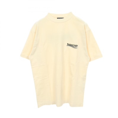 バレンシアガ BALENCIAGA Political Campaign 半袖Tシャツ 衣料品 トップス コットン メンズ レディース アイボリー系 641675 【中古】