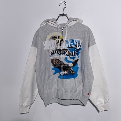 Supreme x MM6 Maison Margiela Eagle Zip Up Hooded Sweatshirt "Ash Grey"