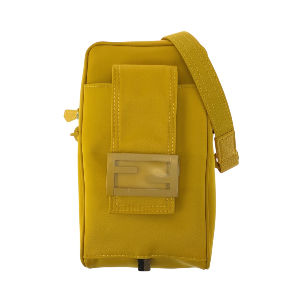 超美品 FENDI フェンディ ロゴ イエロー イエロー金具 ナイロン ショルダーバッグ ポシェット 502208 【中古】