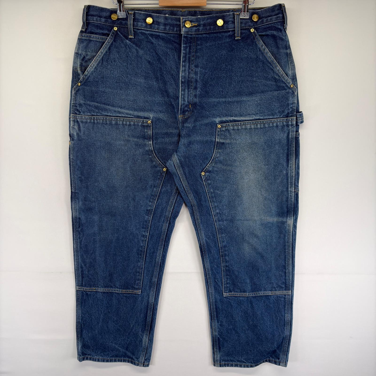 古着 カーハート Carhartt デニム パンツ ペインター ダブルニー ハンマーループ ワーク ジーンズ ジーパン w40 L30  ブルー系 メンズ