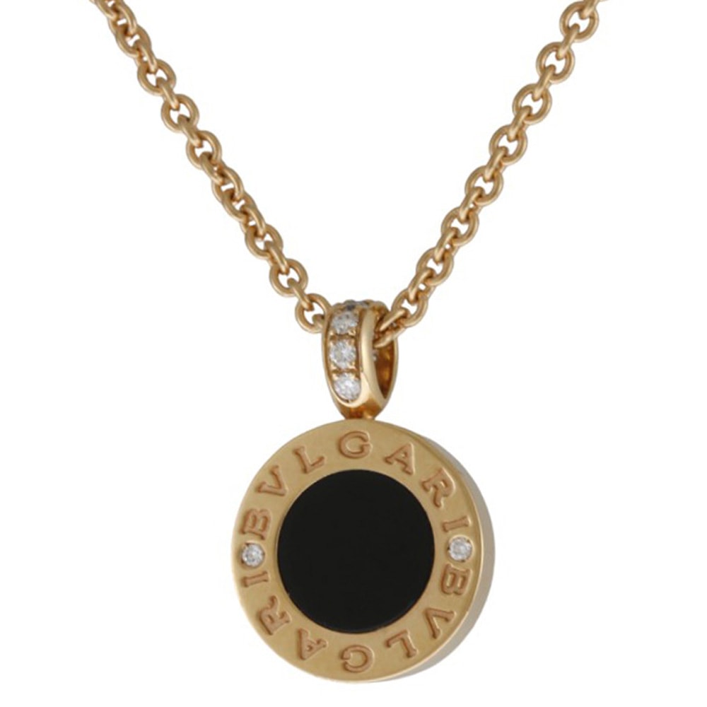 ブルガリ ブルガリブルガリ ネックレス 18金 K18ピンクゴールド オニキス ユニセックス BVLGARI  中古