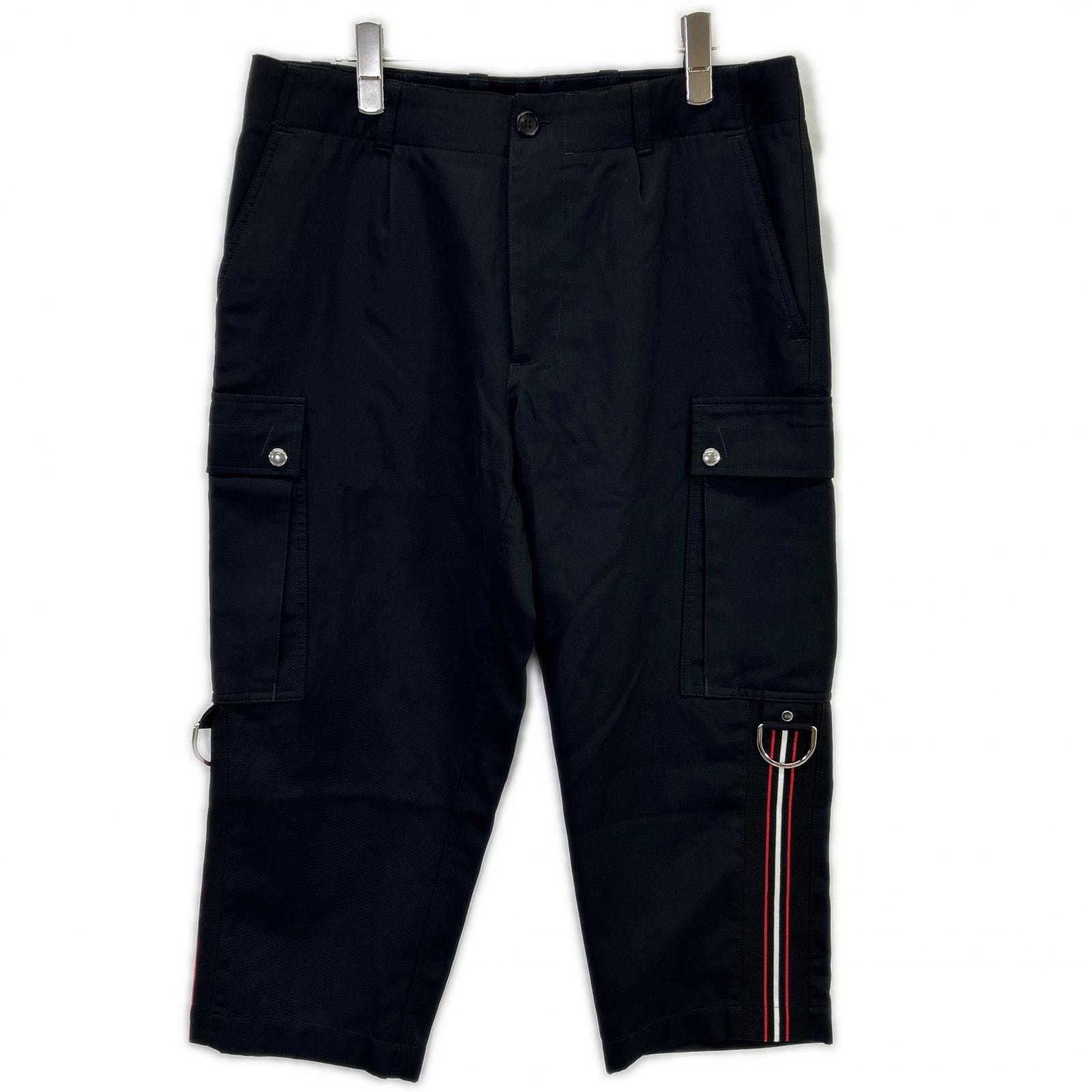 ディオールオム 763C175E3971 ブラック サイドストライプ クロップドパンツ 48