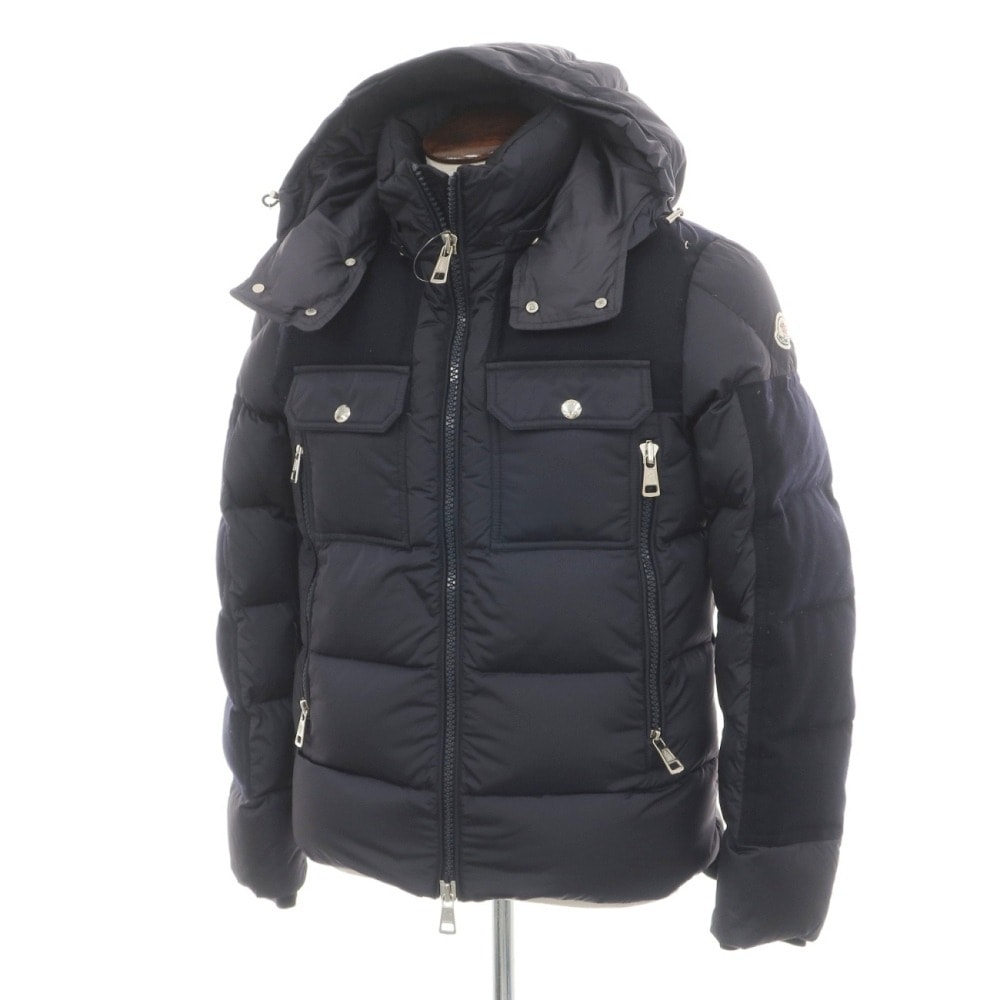 【中古】モンクレール MONCLER DIMIER ナイロン×ウール 切替 ダウンジャケット ネイビー【サイズ2】【メンズ】