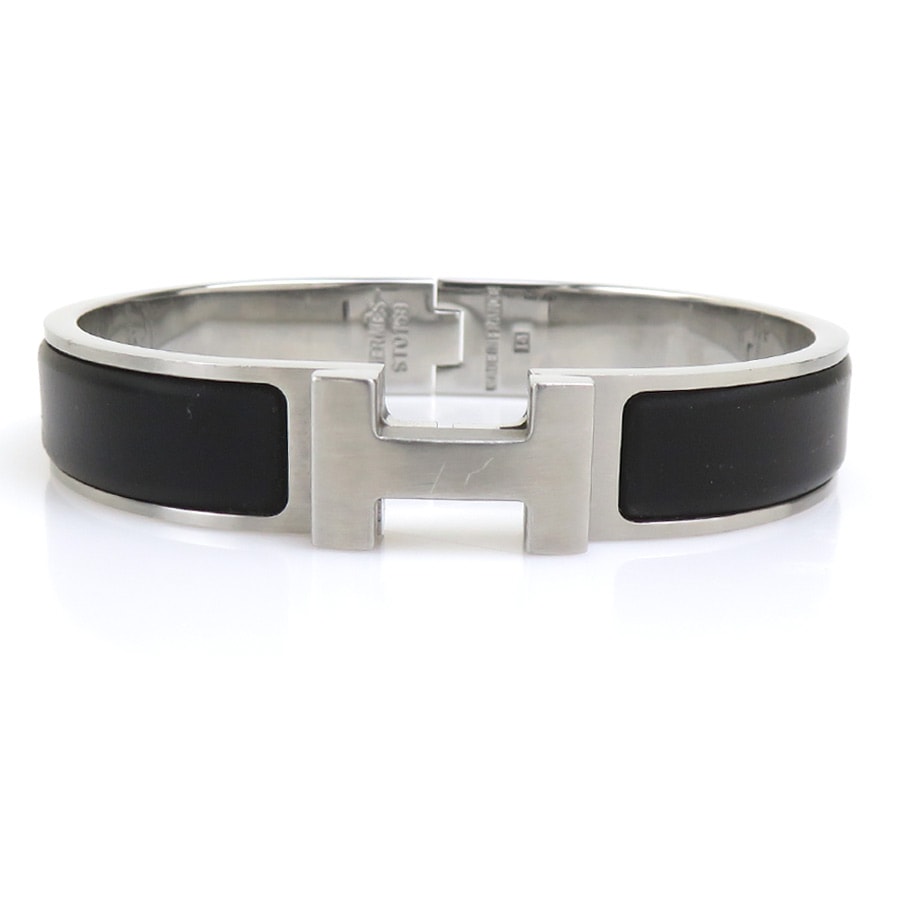 エルメス HERMES ブレスレット クリックH メタル/エナメル ブラック/シルバー レディース【中古】 56966a