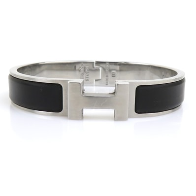 エルメス HERMES ブレスレット クリックH メタル/エナメル ブラック/シルバー レディース【中古】 56966a