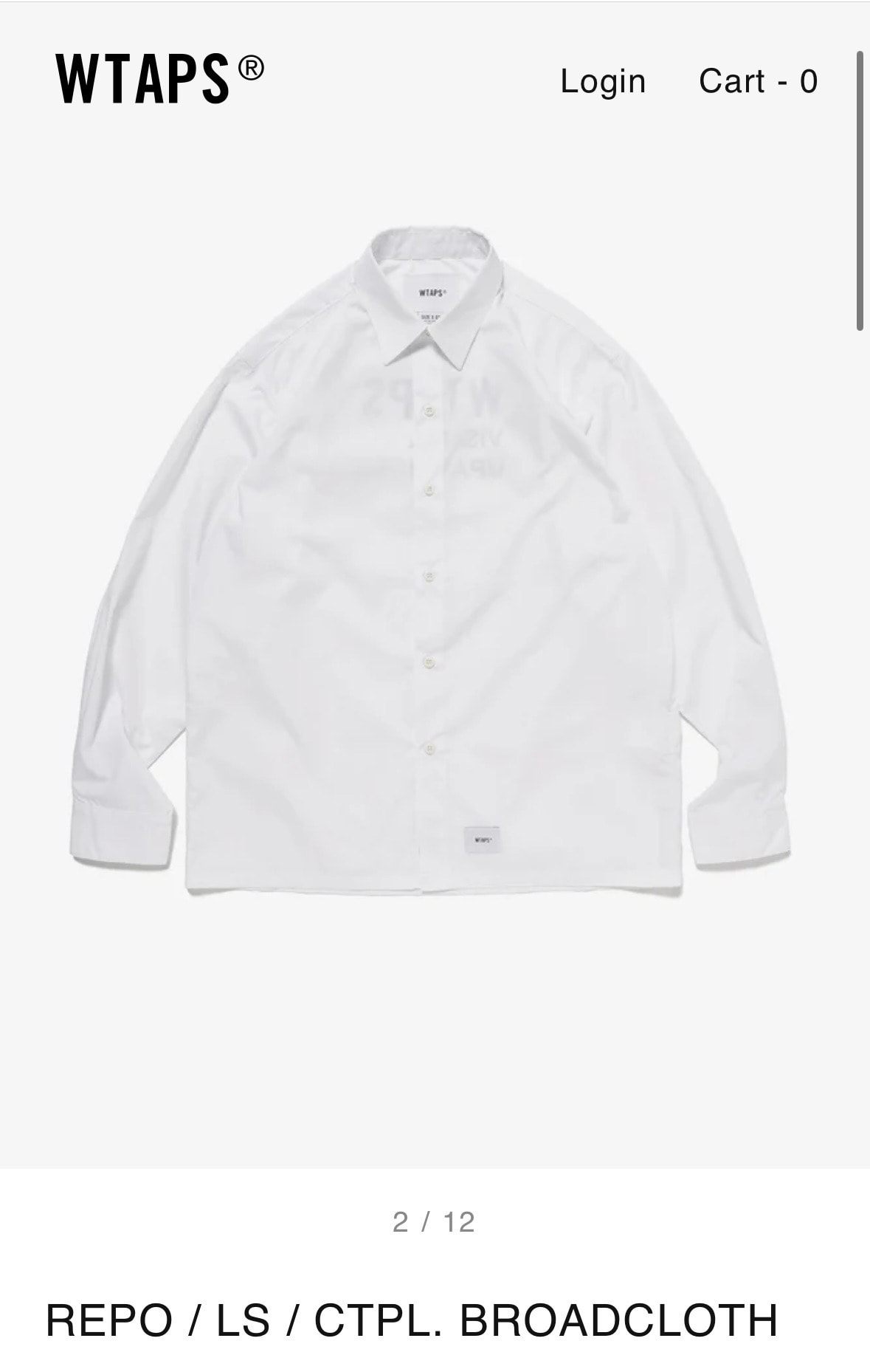 WTAPS Repo / LS / CTPL. Broadcloth "White"