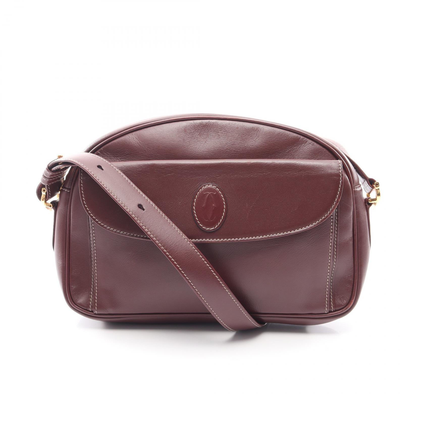 カルティエ CARTIER マストライン ショルダーバッグ バッグ レザー レディース ボルドー系 【中古】
