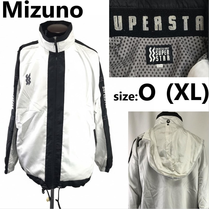 Mizuno/SUPER STAR/ミズノ★ウィンドブレーカー【O/メンズXL程度/白/white】パーカー/ゴルフ/スポーツウェア/トラックジャケット/Jacket/Jumper◆BJ109-a