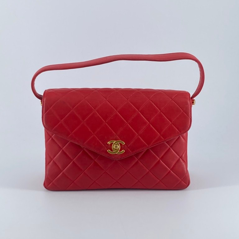 CHANEL(シャネル) マトラッセ ラムスキン G金具 4番台 ダブルフェイス ハンドバッグ レッド