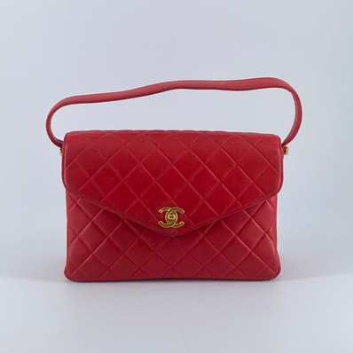 CHANEL(シャネル) マトラッセ ラムスキン G金具 4番台 ダブルフェイス ハンドバッグ レッド