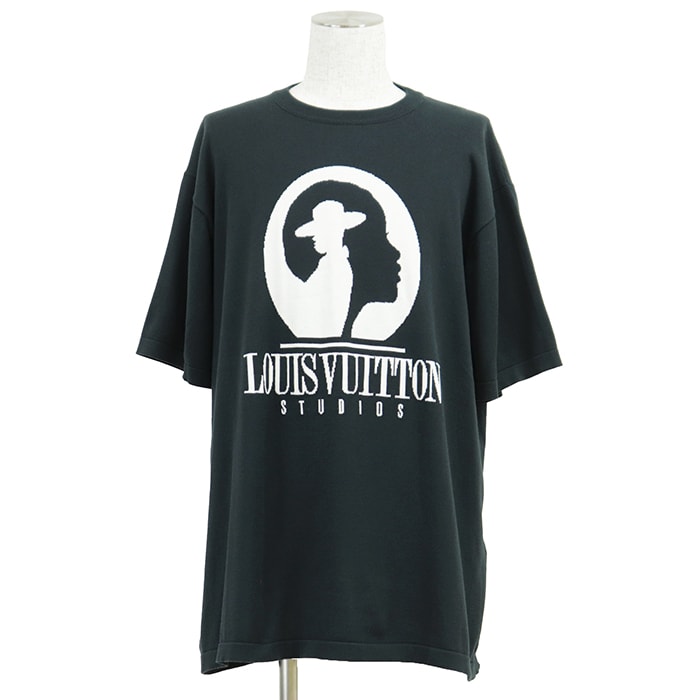 【美品】LOUIS VUITTON ルイ・ヴィトン 半袖Tシャツ サイズ XXL メンズ コットン100% ショートスリーブ クルーネック 丸首 トップス チャコールブラック イタリア製