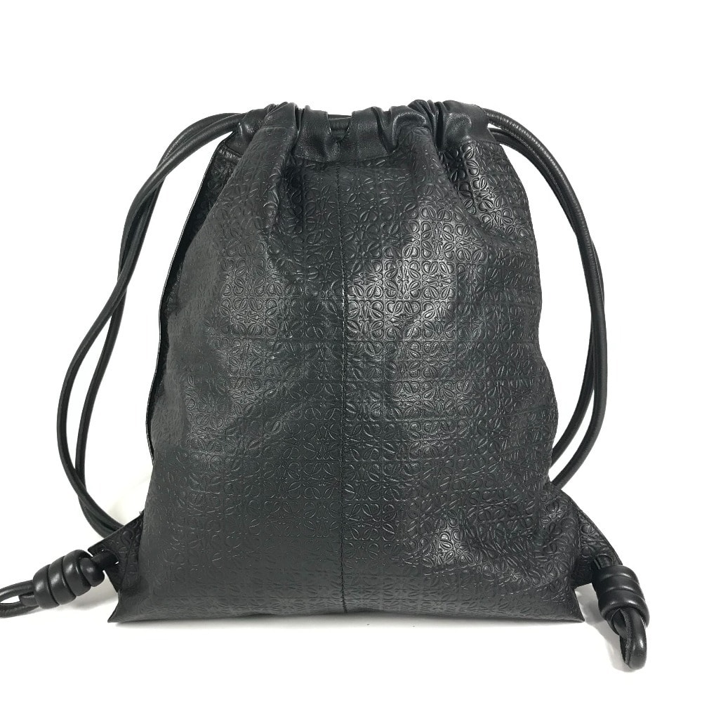 ロエベ LOEWE アナグラム ヤゴ 総柄 バックパック カバン リュックサック レザー ブラック