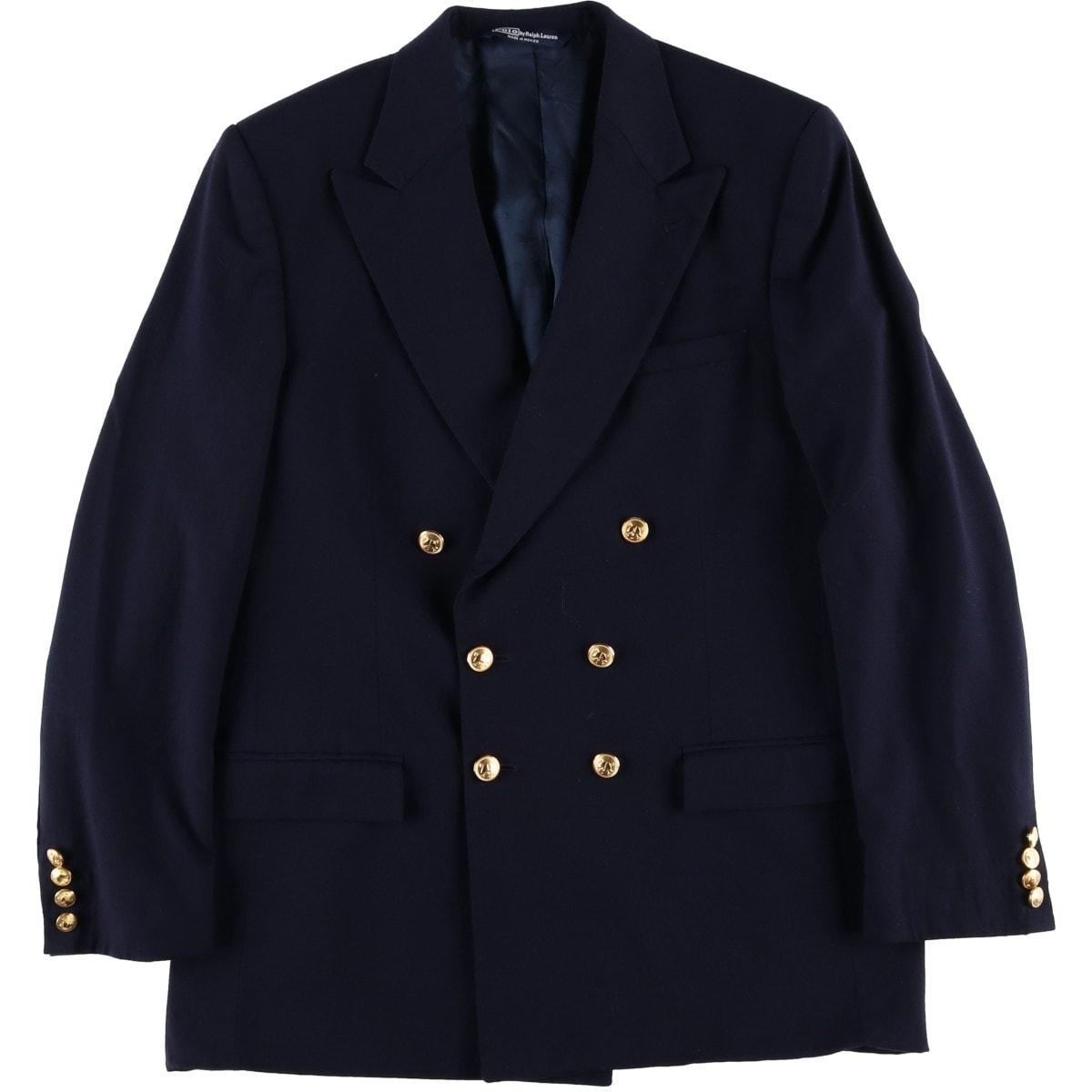 古着 ラルフローレン Ralph Lauren POLO by Ralph Lauren ダブルブレスト ピークドラペル 紺ブレザー テーラードジャケット メンズS相当/eaa619497