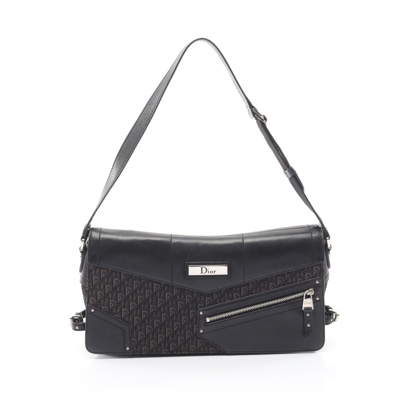 ディオール Dior トロッター ストリートシック ショルダーバッグ バッグ キャンバス レザー レディース ブラック系 / ベージュ系 【中古】