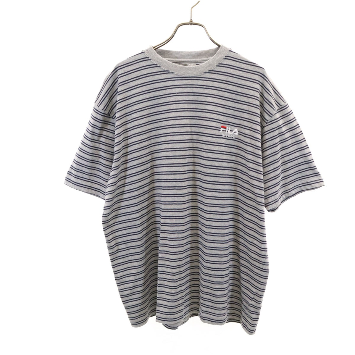 FILA フィラ ボーダー柄 半袖 Tシャツ L グレー