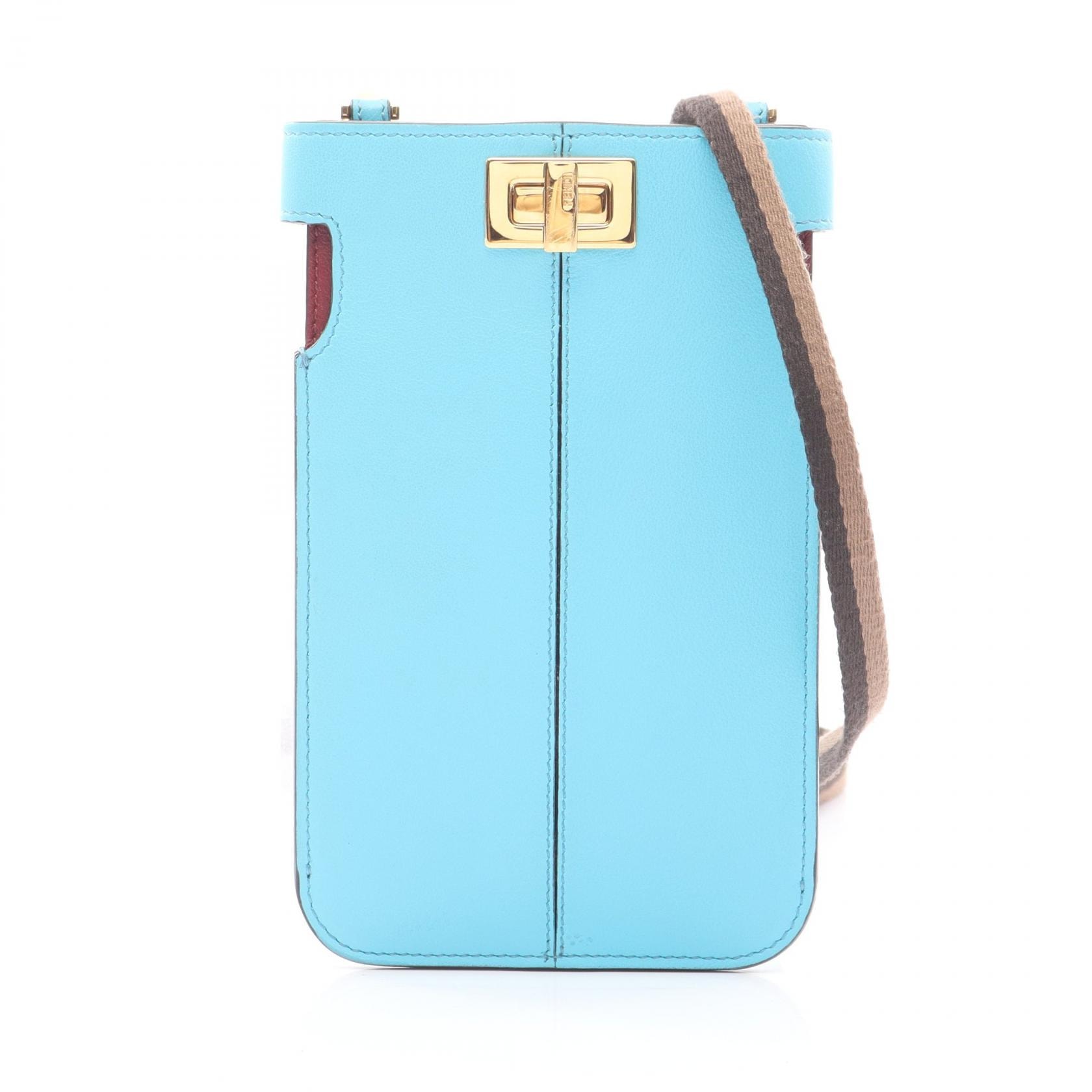 フェンディ FENDI フォンポーチ ショルダーバッグ バッグ レザー レディース ブルー系 8M0442 【中古】