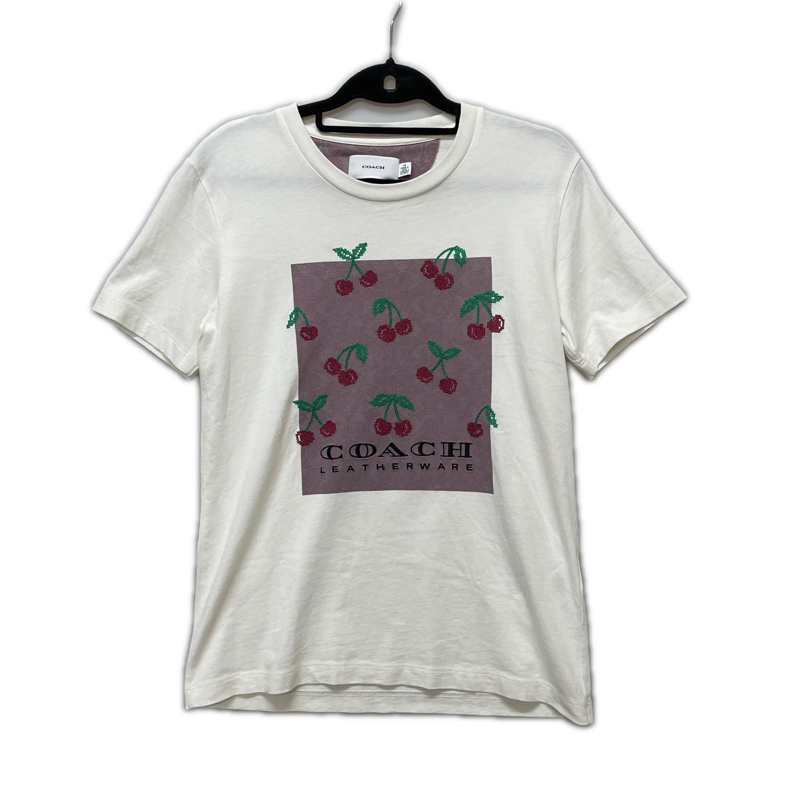 COACH コーチ レディース シグネチャー スクエア クロス スティッチ チェリーTシャツ サイズXS CI403 ホワイト
