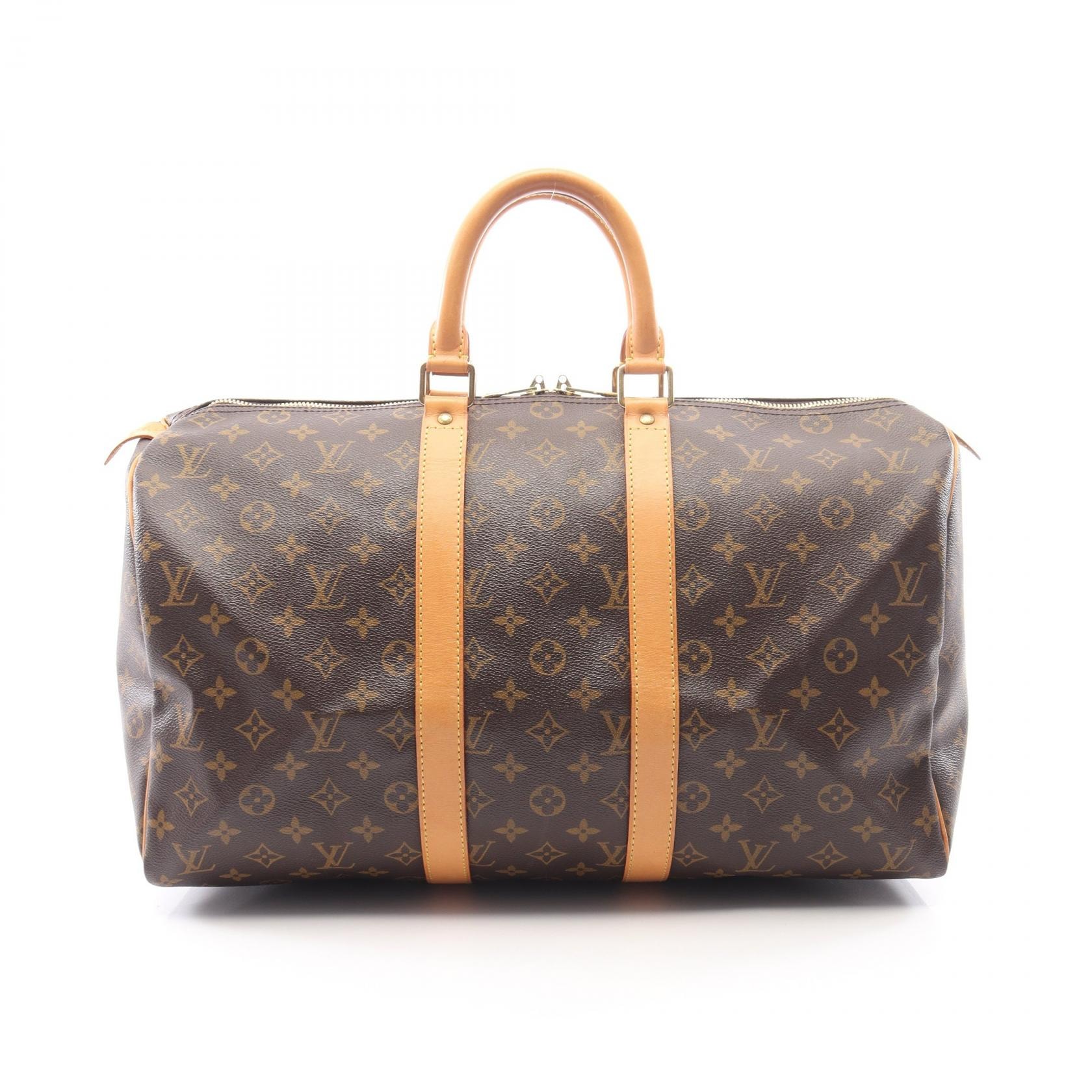 ルイ・ヴィトン LOUIS VUITTON キーポル45 モノグラム ボストンバッグ バッグ PVCコーティングキャンバス レザー メンズ レディース ブラウン系 M41428 【中古】