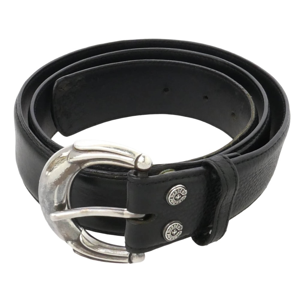 CHROME HEARTS クロムハーツ(原本無) BELT FLORAL クロステイル バックル 1.5ストラップ ベルト ブラック系 36【中古】