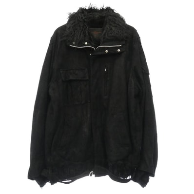 UNDERCOVER アンダーカバー 04AW B278-B19 ButBeautiful期 デストロイ加工 ラムスキン ミリタリー ボア ブルゾン ジャケット ブラック系 L【中古】