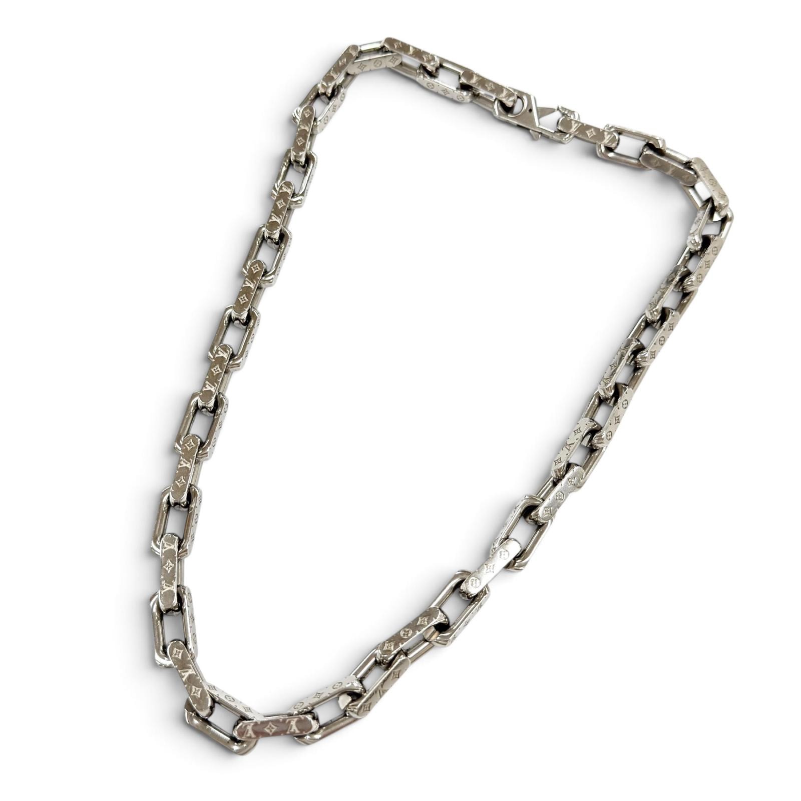 Louis Vuitton Monogram Chain Necklace "Silver"